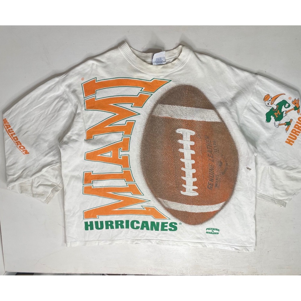 90s Miami Hurricanes Wauldron Sports Football Sweatshirt Mens Large Distressed